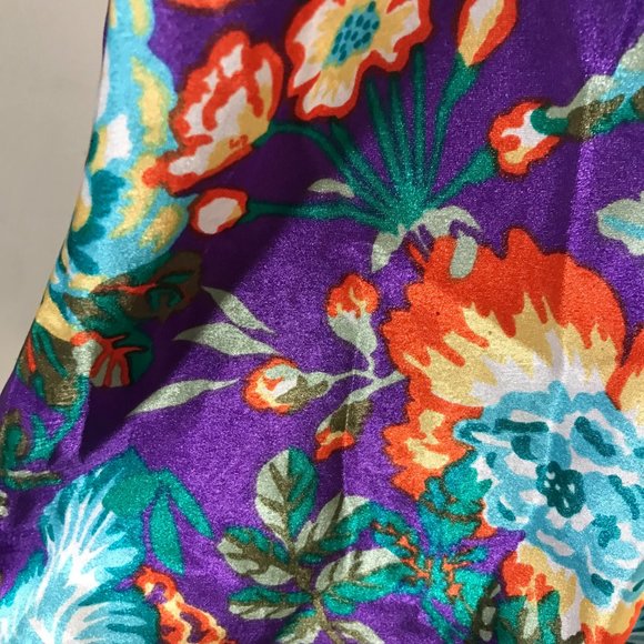 Vintage Victoria's Secret Gold Label Sz M Tropical Floral Satin Tank - Picture 7 of 8